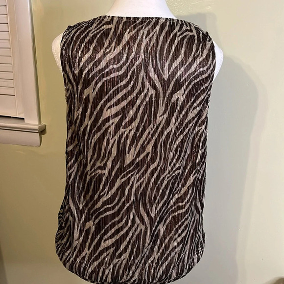 Anthropologie Eri + Ali metallic faux wrap sleeveless elastic waistband blouse - Picture 15 of 17